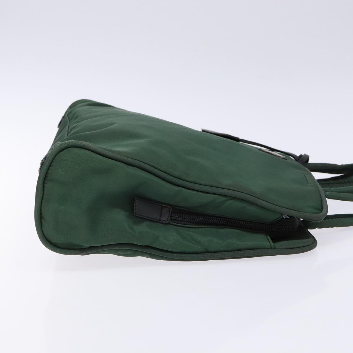 PRADA Hand Bag Nylon Green Gold Auth 133384