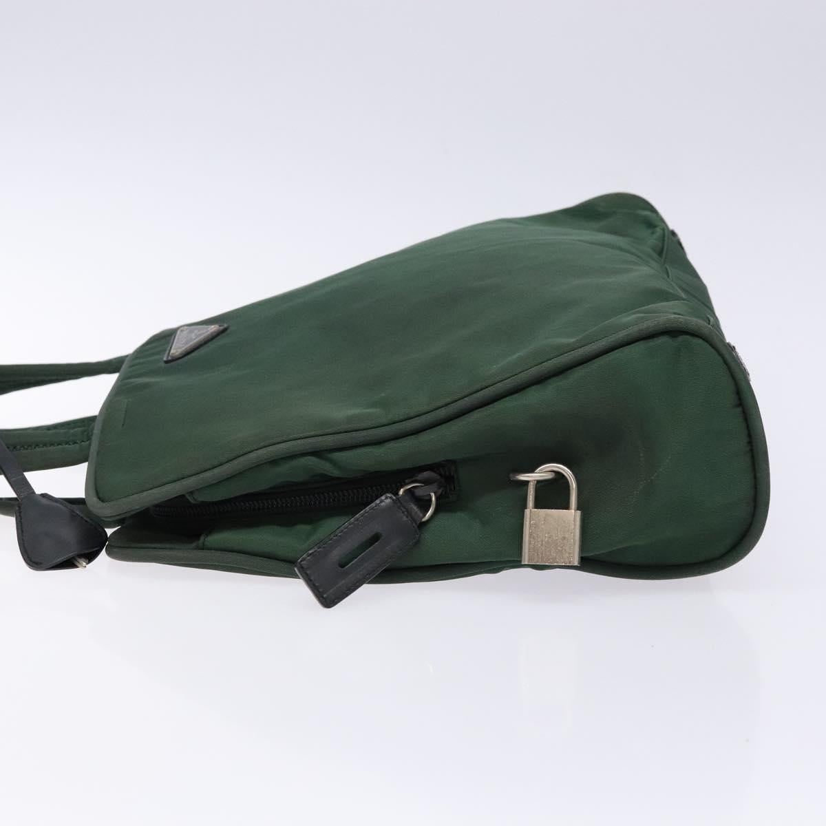 PRADA Hand Bag Nylon Green Gold Auth 133384