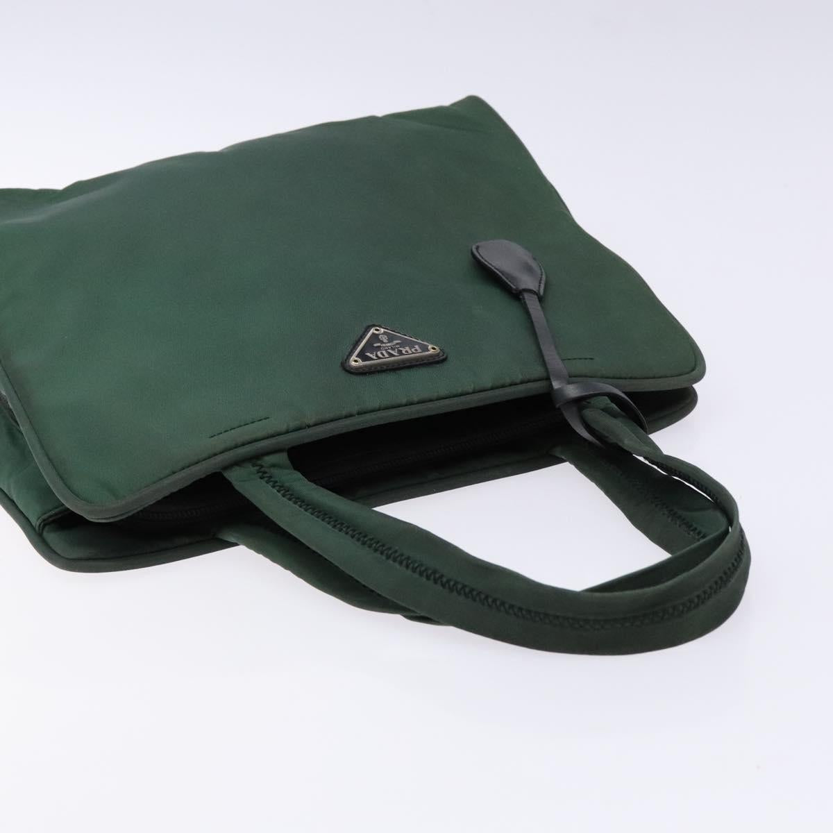 PRADA Hand Bag Nylon Green Gold Auth 133384