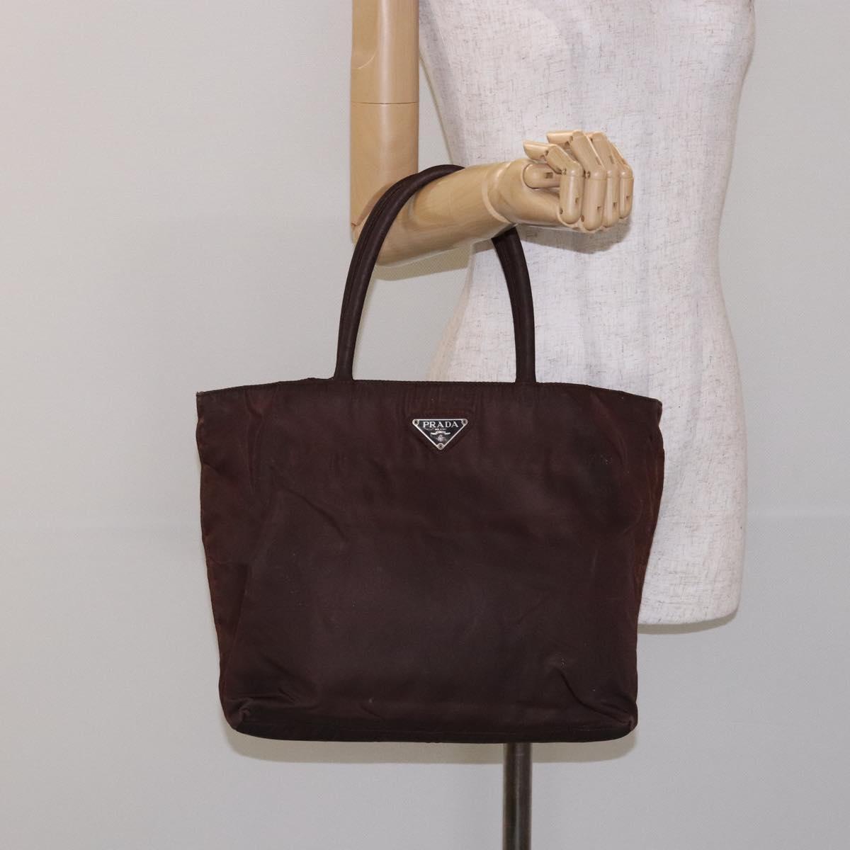 PRADA Tote Bag Nylon Brown Auth 133385