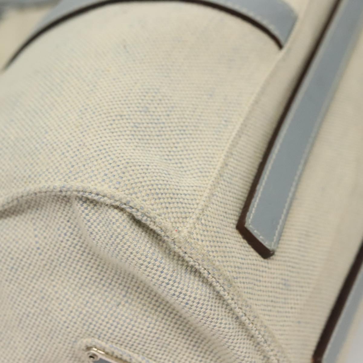 PRADA Tote Bag Canvas Beige Silver Auth 133386