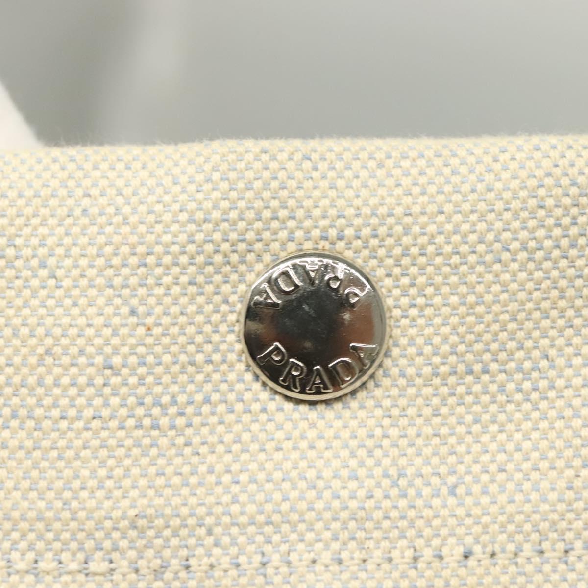 PRADA Tote Bag Canvas Beige Silver Auth 133386