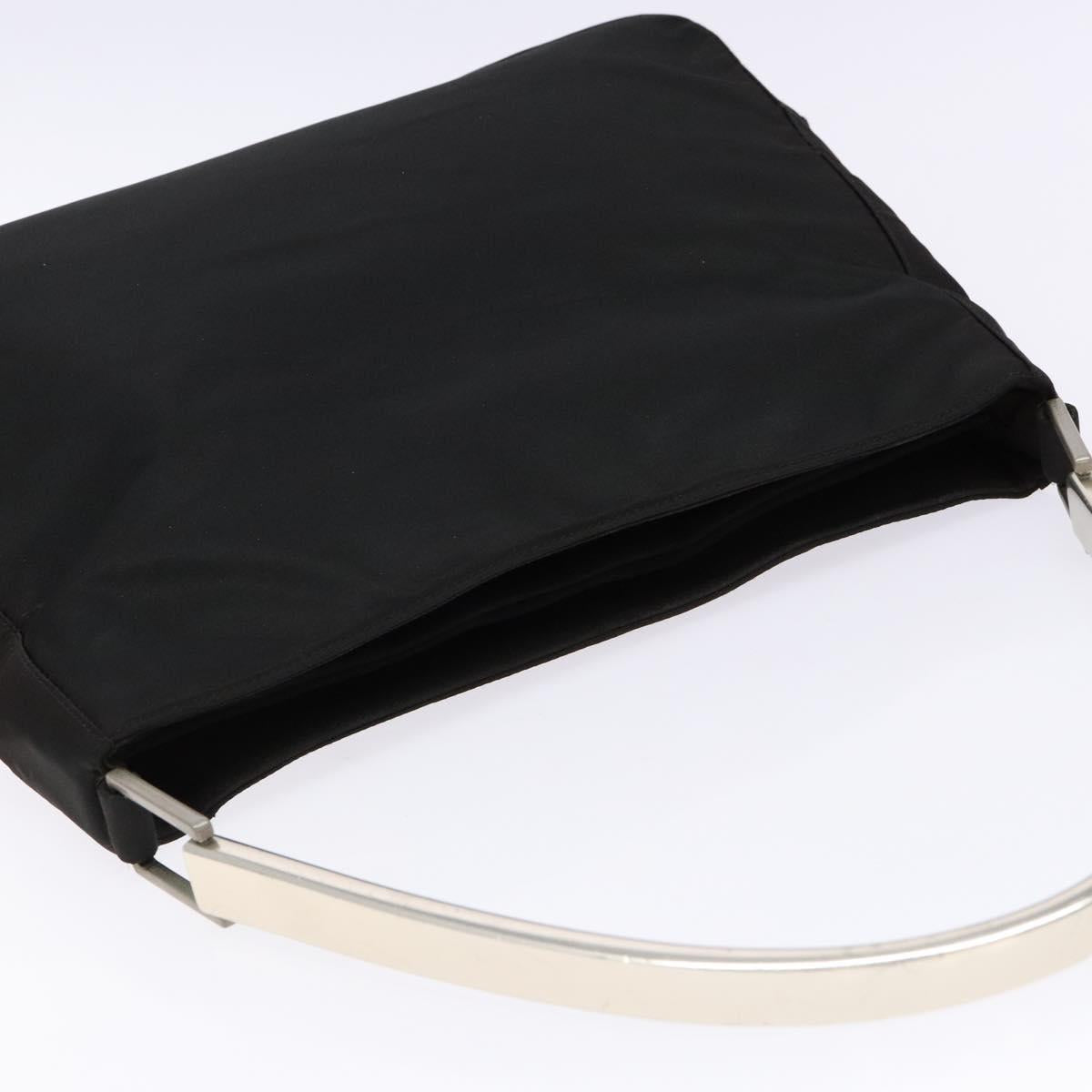 PRADA Shoulder Bag Nylon Black Silver Auth 133387