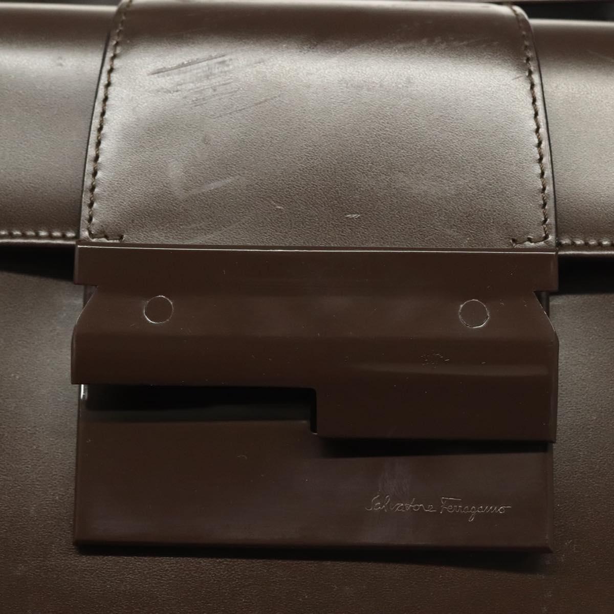 Salvatore Ferragamo Shoulder Bag Leather Brown Auth 133389