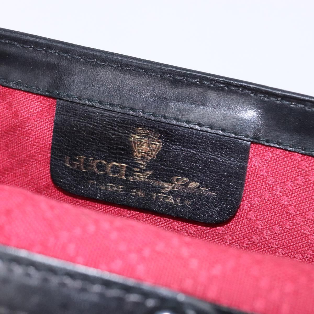 GUCCI Web Sherry Line GG Canvas Shoulder Bag Black Gold 37 04 3657 Auth 133392