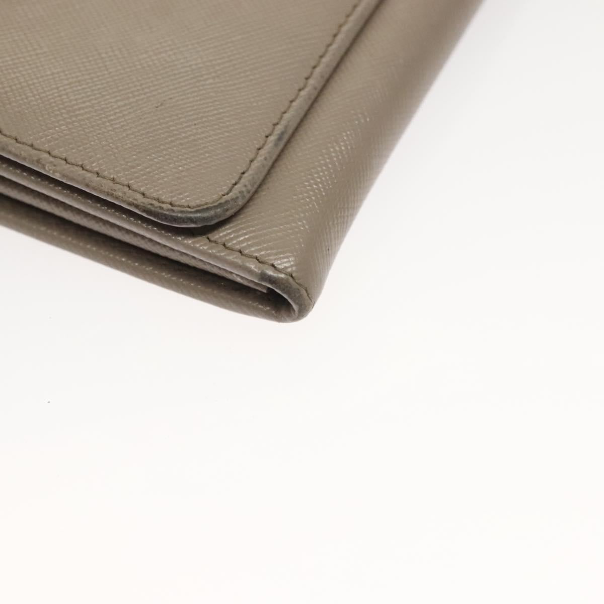 PRADA Shoulder Wallet Bag Safiano leather Beige Gold Auth 133393