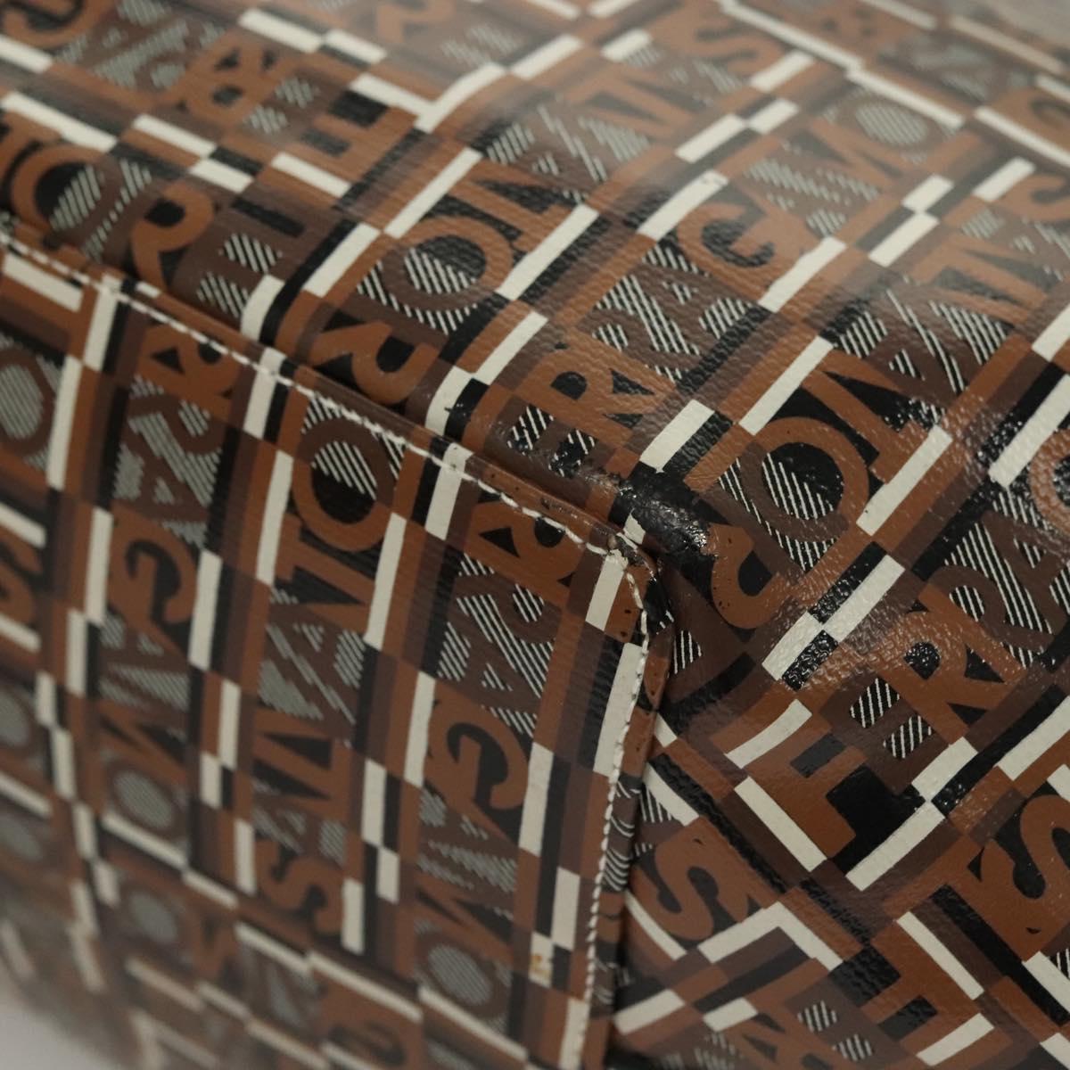 Salvatore Ferragamo Hand Bag PVC Brown Silver Auth 133394
