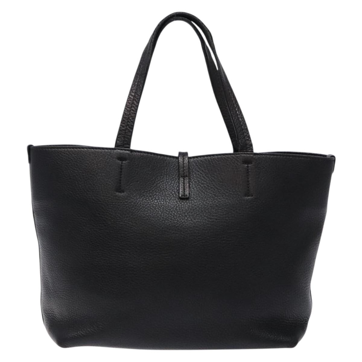 Salvatore Ferragamo Gancini Hand Bag Leather Black Silver Auth 133405