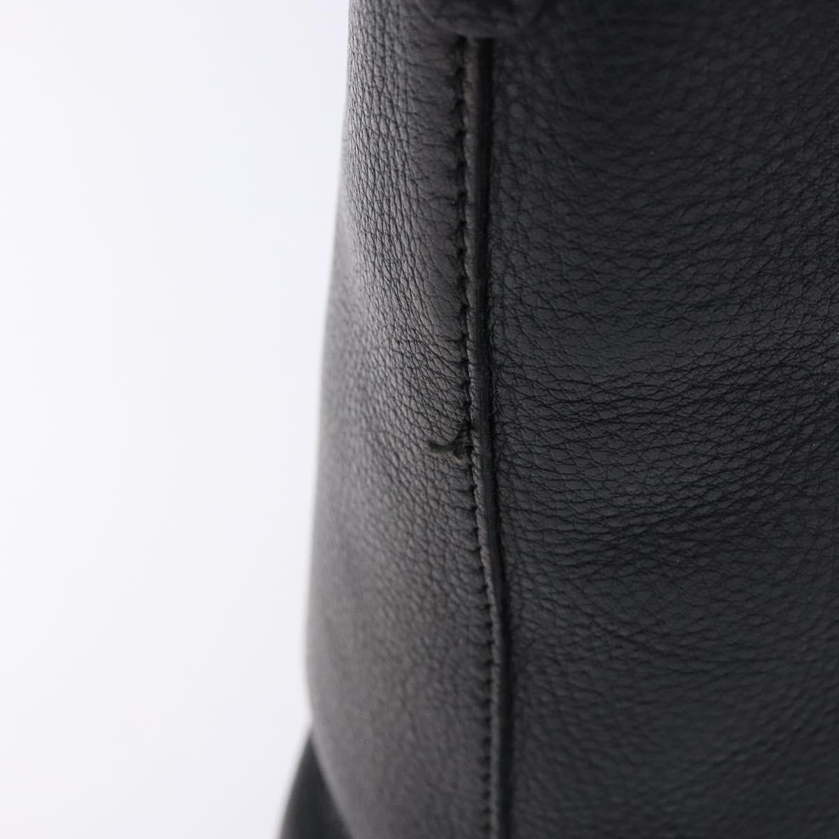 Salvatore Ferragamo Gancini Hand Bag Leather Black Silver Auth 133405