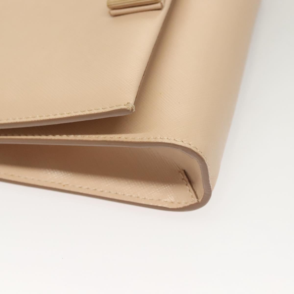 Salvatore Ferragamo Chain Vala Shoulder Bag Leather Beige Gold Auth 133406