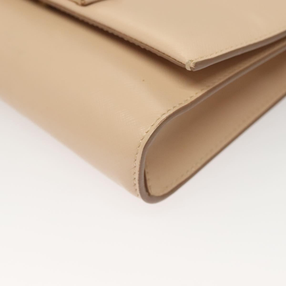 Salvatore Ferragamo Chain Vala Shoulder Bag Leather Beige Gold Auth 133406