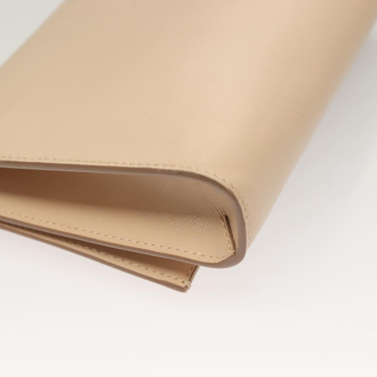 Salvatore Ferragamo Chain Vala Shoulder Bag Leather Beige Gold Auth 133406