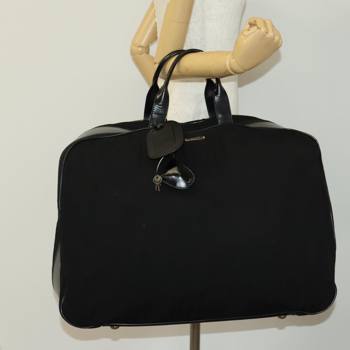 GUCCI Boston Bag Cotton Black Silver 010 1553 0301 Auth 133415