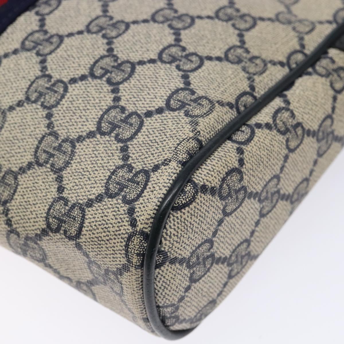 GUCCI GG Supreme Sherry Line Clutch Bag PVC Navy Gold Red Auth 133416