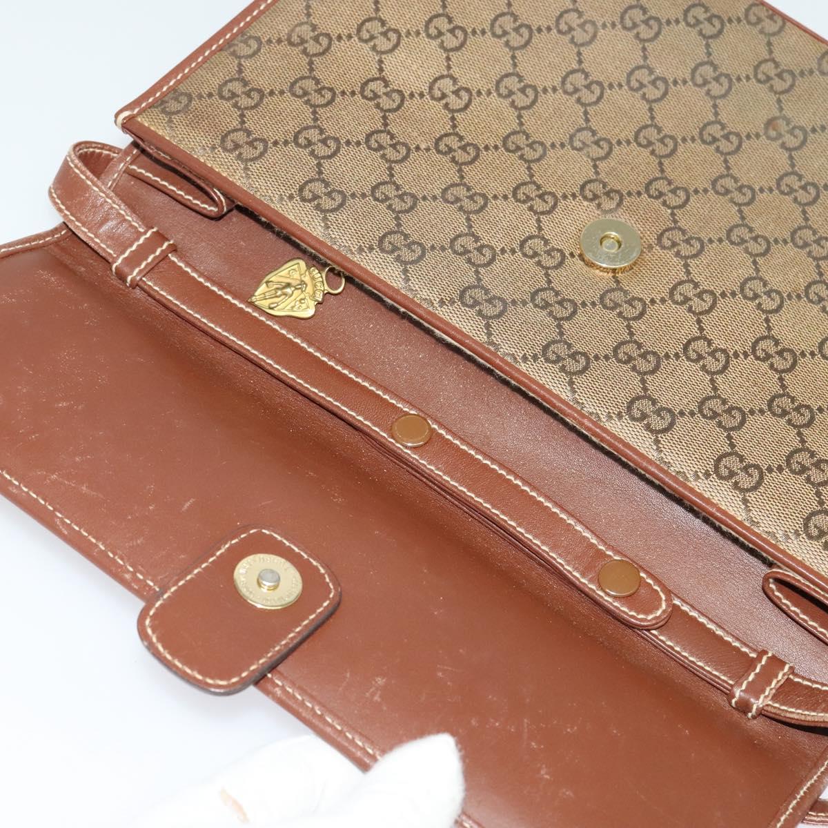 GUCCI GG Canvas Shoulder Bag Brown Gold 004 49 0195 Auth 133417
