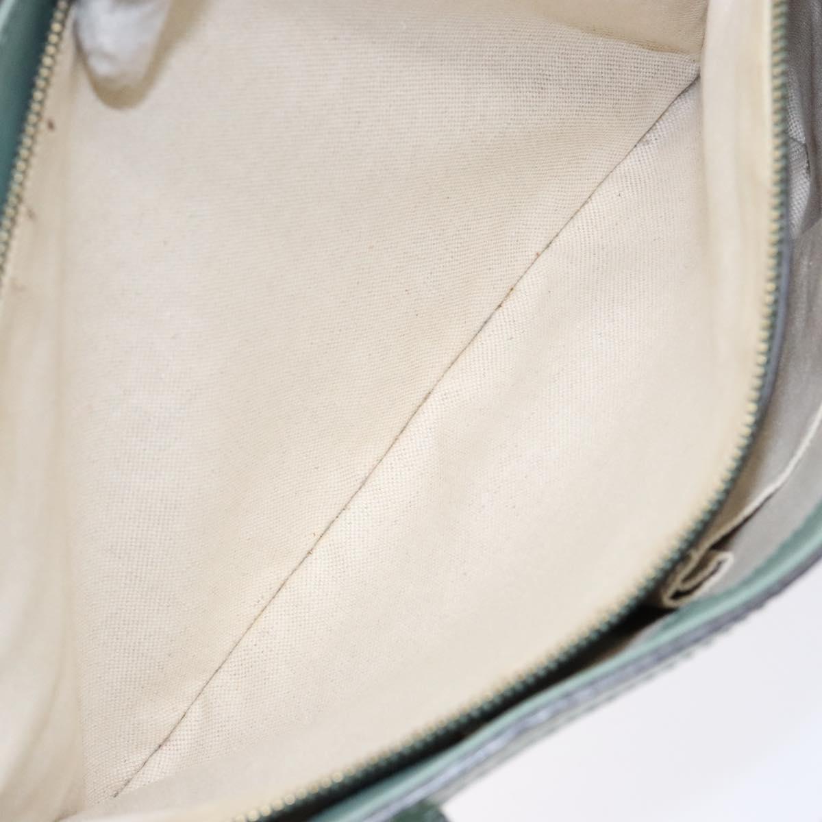 GUCCI Micro GG Canvas Tote Bag Patent leather Green Gold 336776 Auth 133418