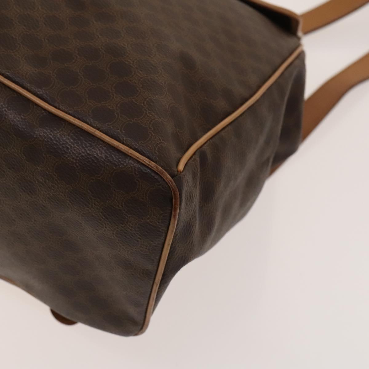 CELINE Macadam Canvas Backpack PVC Leather Brown Gold Auth 133422