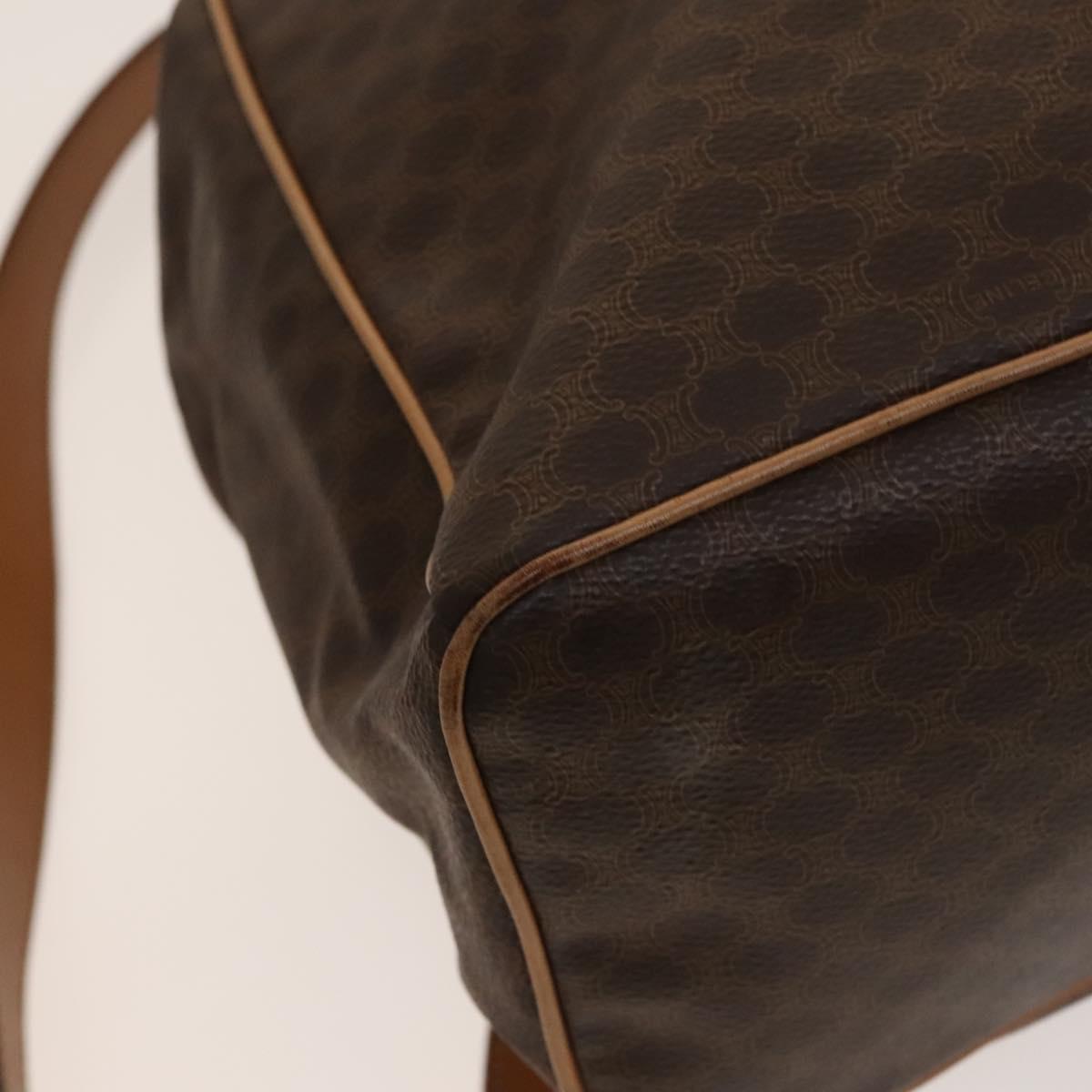 CELINE Macadam Canvas Backpack PVC Leather Brown Gold Auth 133422