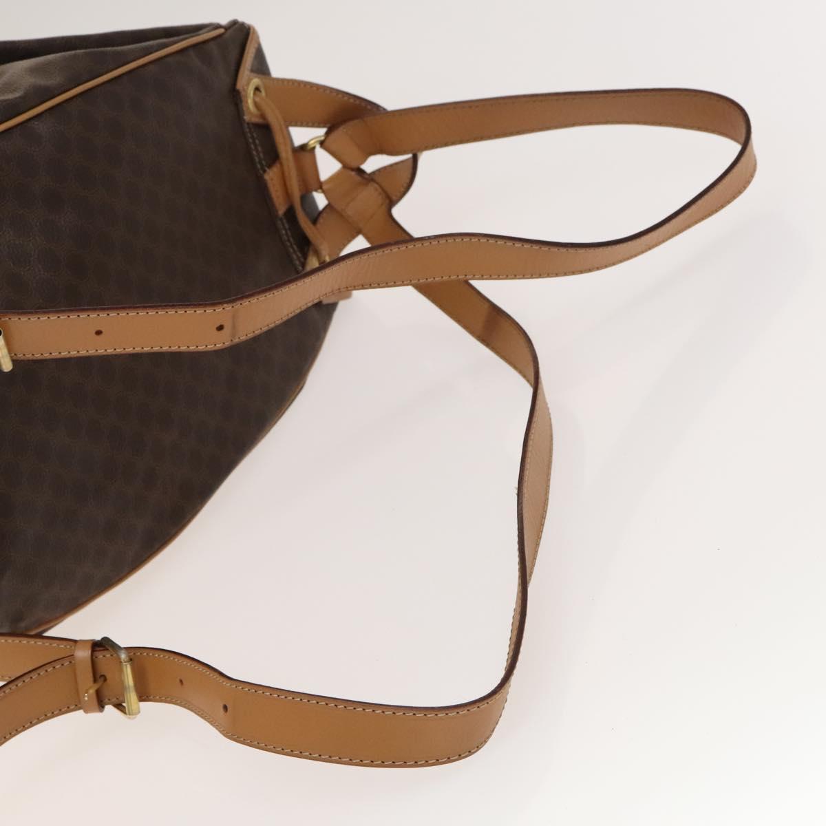 CELINE Macadam Canvas Backpack PVC Leather Brown Gold Auth 133422