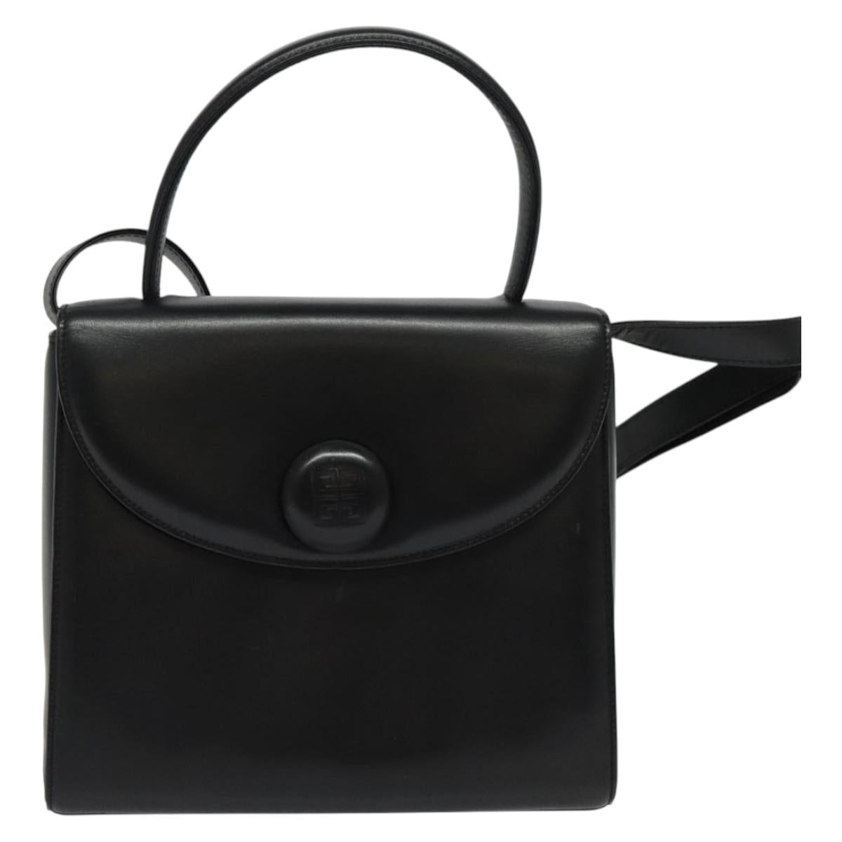 GIVENCHY Hand Bag Leather 2way Black Auth 133423