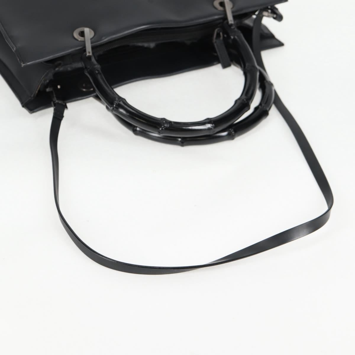 GUCCI Bamboo Hand Bag Leather 2way Black 002 1016 Auth 133424