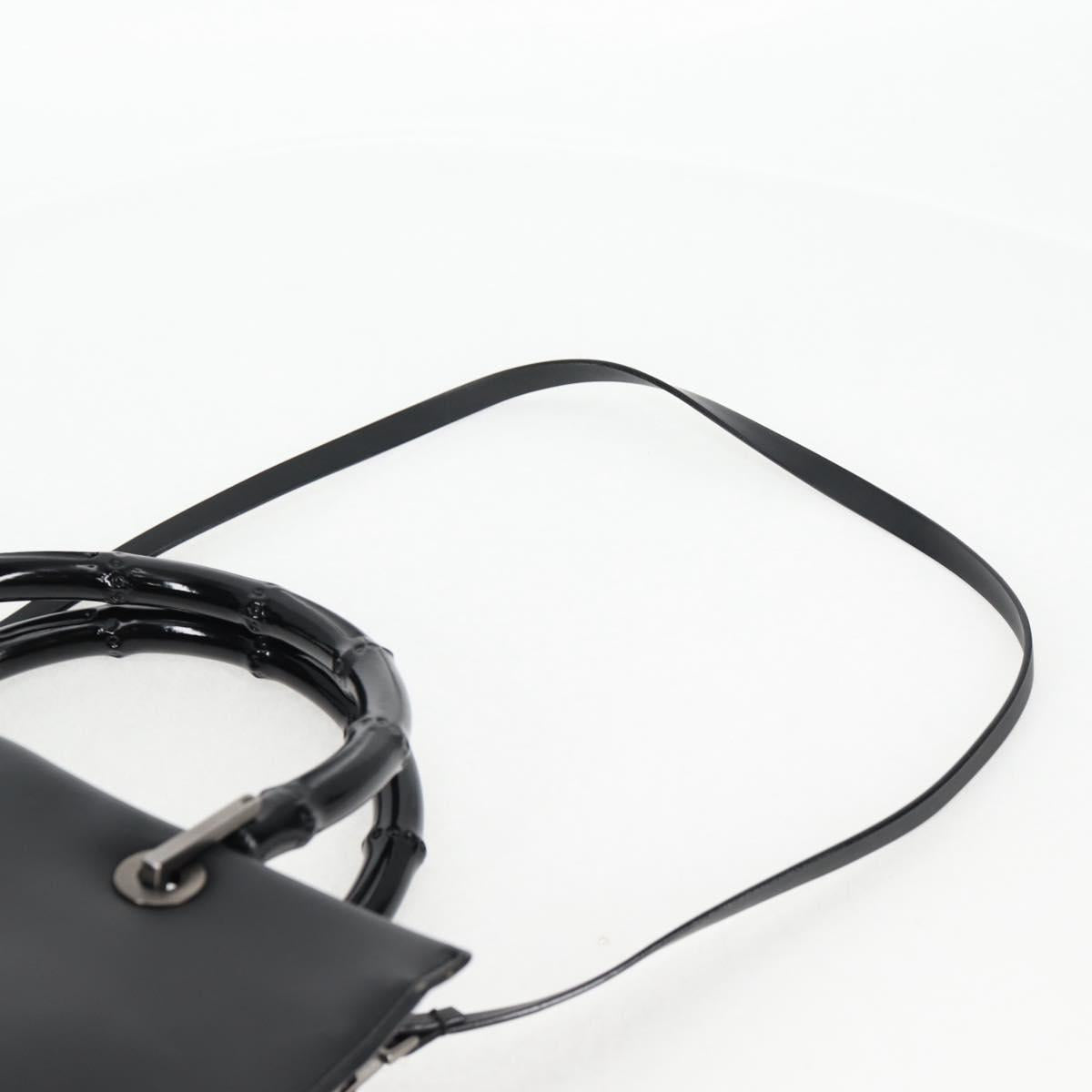 GUCCI Bamboo Hand Bag Leather 2way Black 002 1016 Auth 133424
