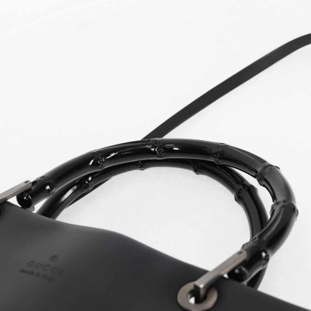 GUCCI Bamboo Hand Bag Leather 2way Black 002 1016 Auth 133424
