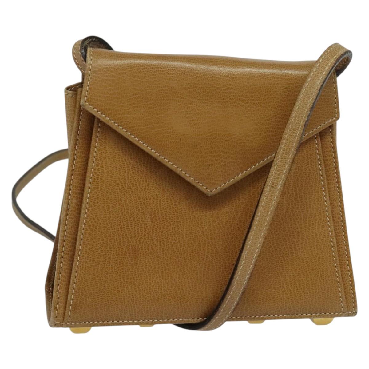 Salvatore Ferragamo Shoulder Bag Leather Beige Gold Auth 133427
