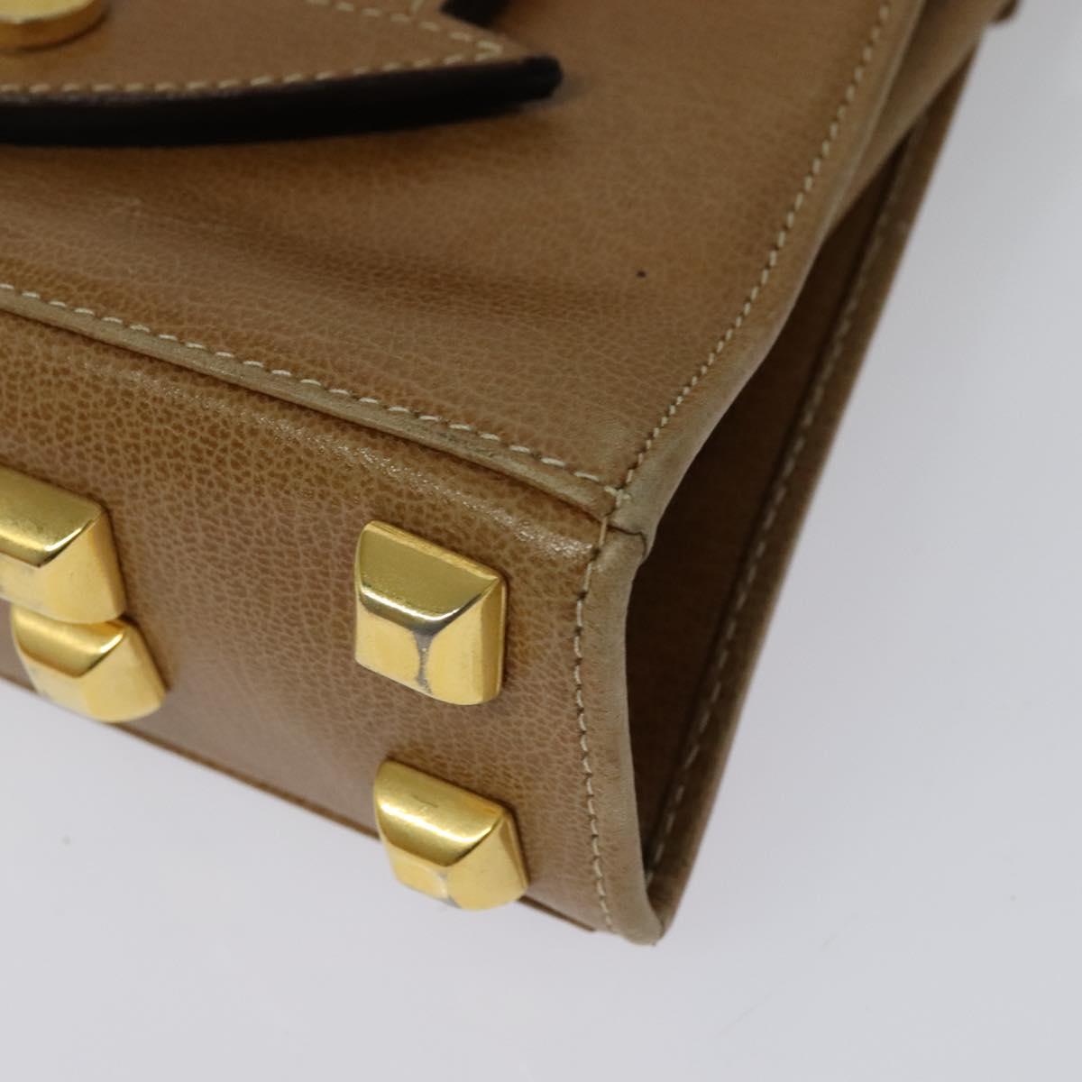 Salvatore Ferragamo Shoulder Bag Leather Beige Gold Auth 133427