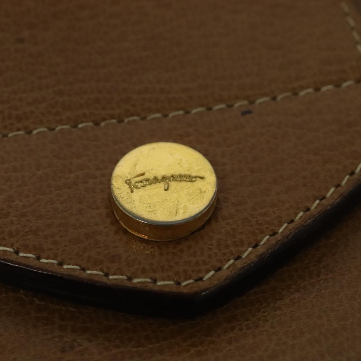 Salvatore Ferragamo Shoulder Bag Leather Beige Gold Auth 133427