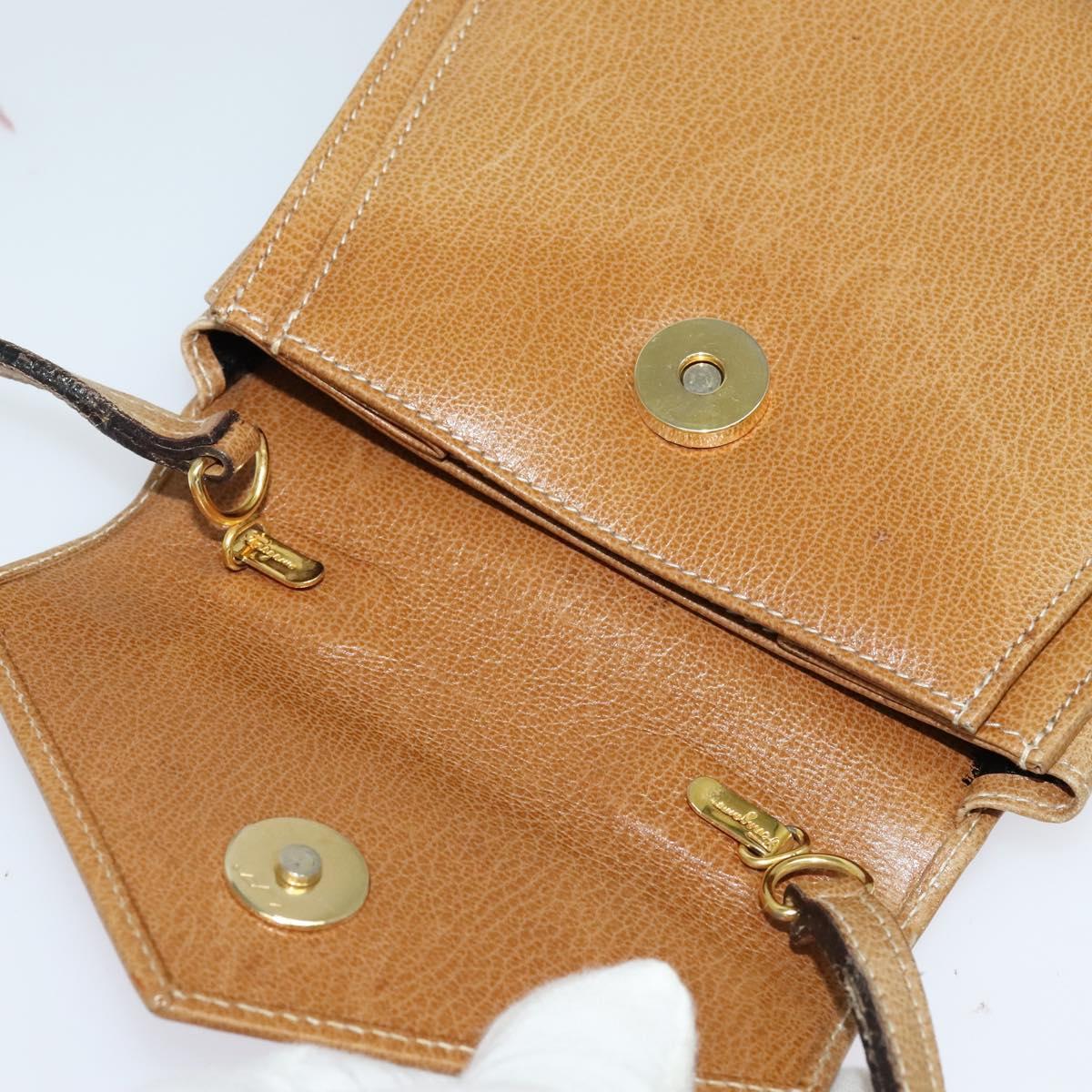 Salvatore Ferragamo Shoulder Bag Leather Beige Gold Auth 133427