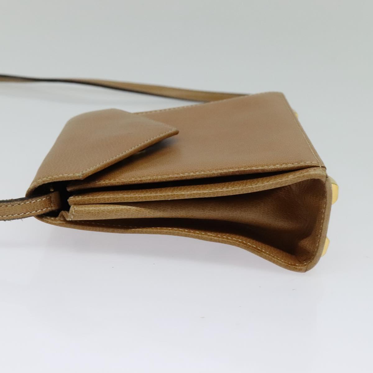 Salvatore Ferragamo Shoulder Bag Leather Beige Gold Auth 133427