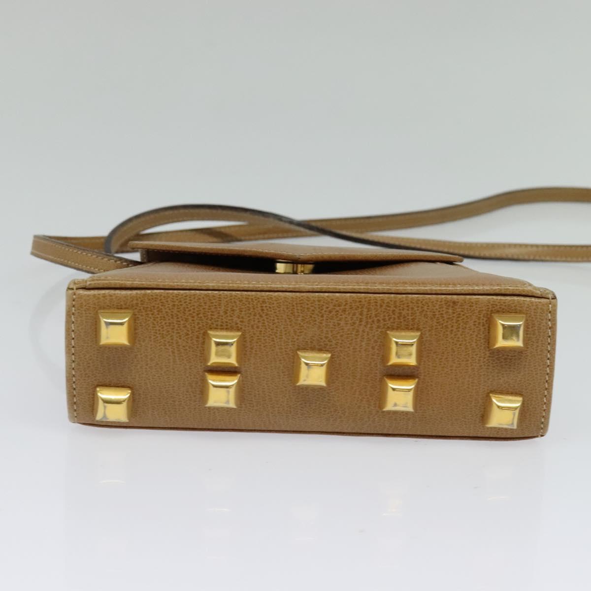 Salvatore Ferragamo Shoulder Bag Leather Beige Gold Auth 133427