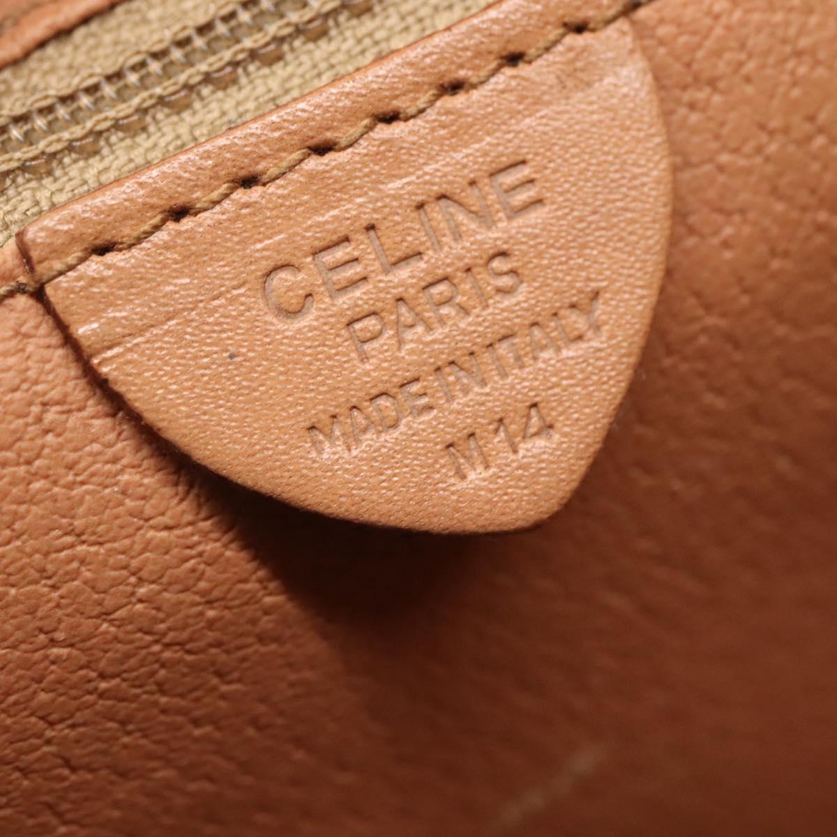 CELINE Macadam Canvas Hand Bag PVC Leather Brown Gold Auth 133434