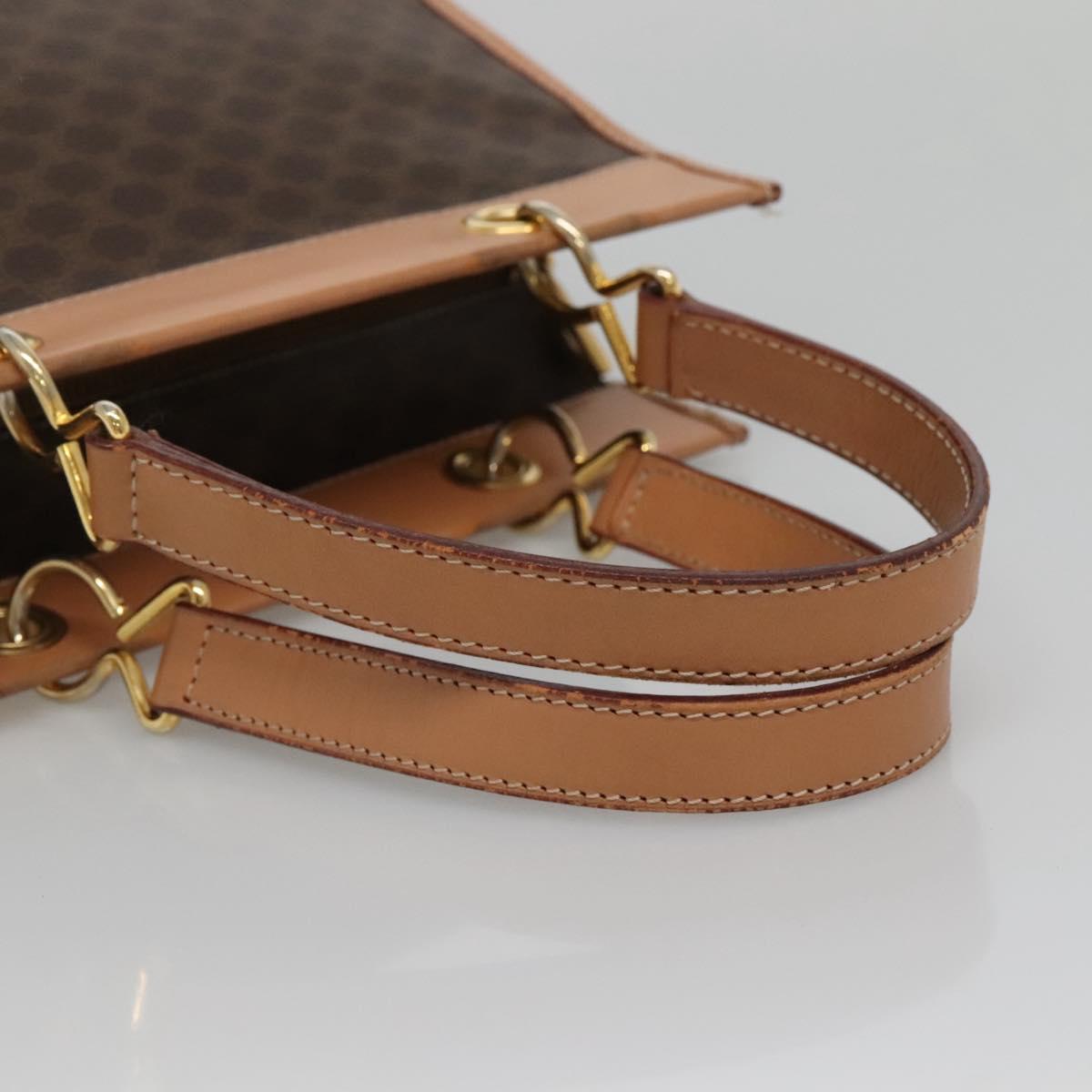 CELINE Macadam Canvas Hand Bag PVC Leather Brown Gold Auth 133434