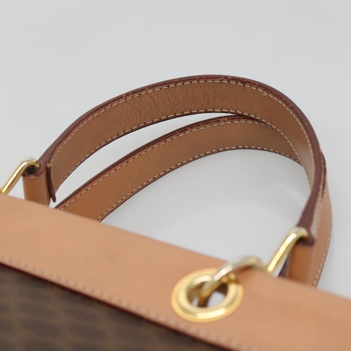 CELINE Macadam Canvas Hand Bag PVC Leather Brown Gold Auth 133434