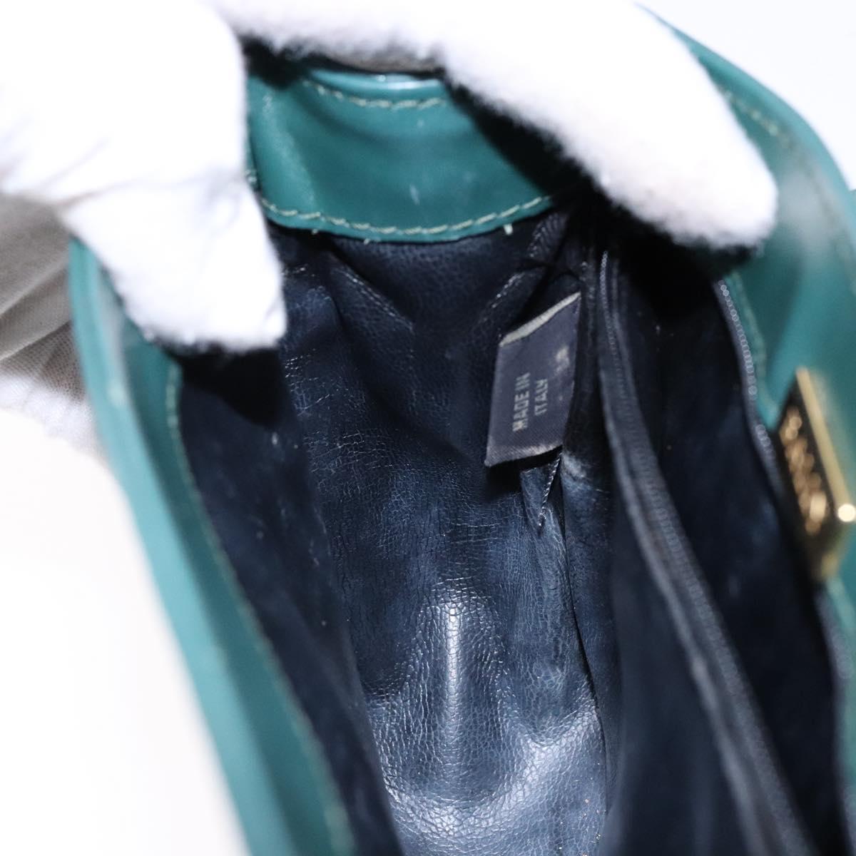 BALLY Shoulder Bag Leather Green Gold Auth 133436