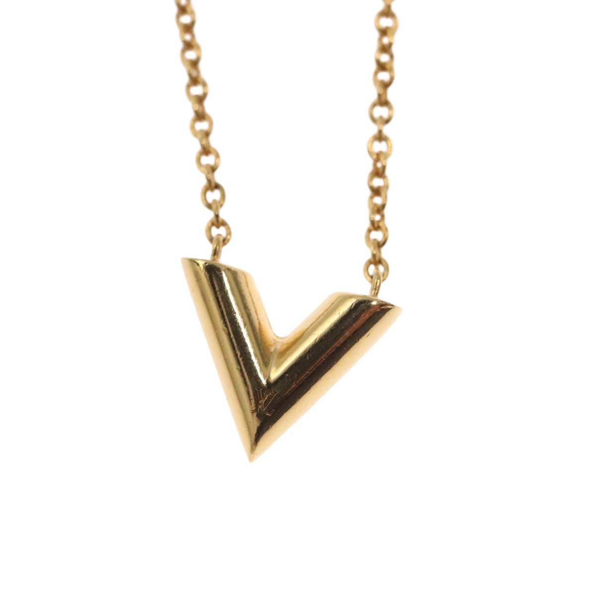 LOUIS VUITTON Essential V Necklace Gold M61083 LV Auth 133449