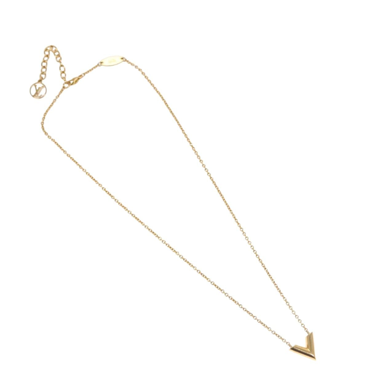 LOUIS VUITTON Essential V Necklace Gold M61083 LV Auth 133449