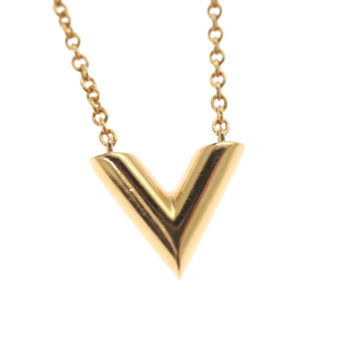 LOUIS VUITTON Essential V Necklace Gold M61083 LV Auth 133449