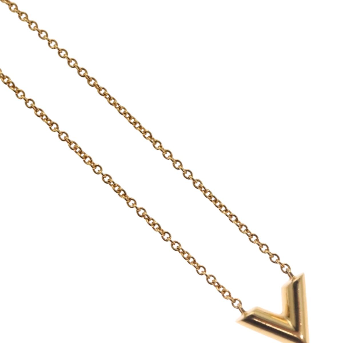 LOUIS VUITTON Essential V Necklace Gold M61083 LV Auth 133449