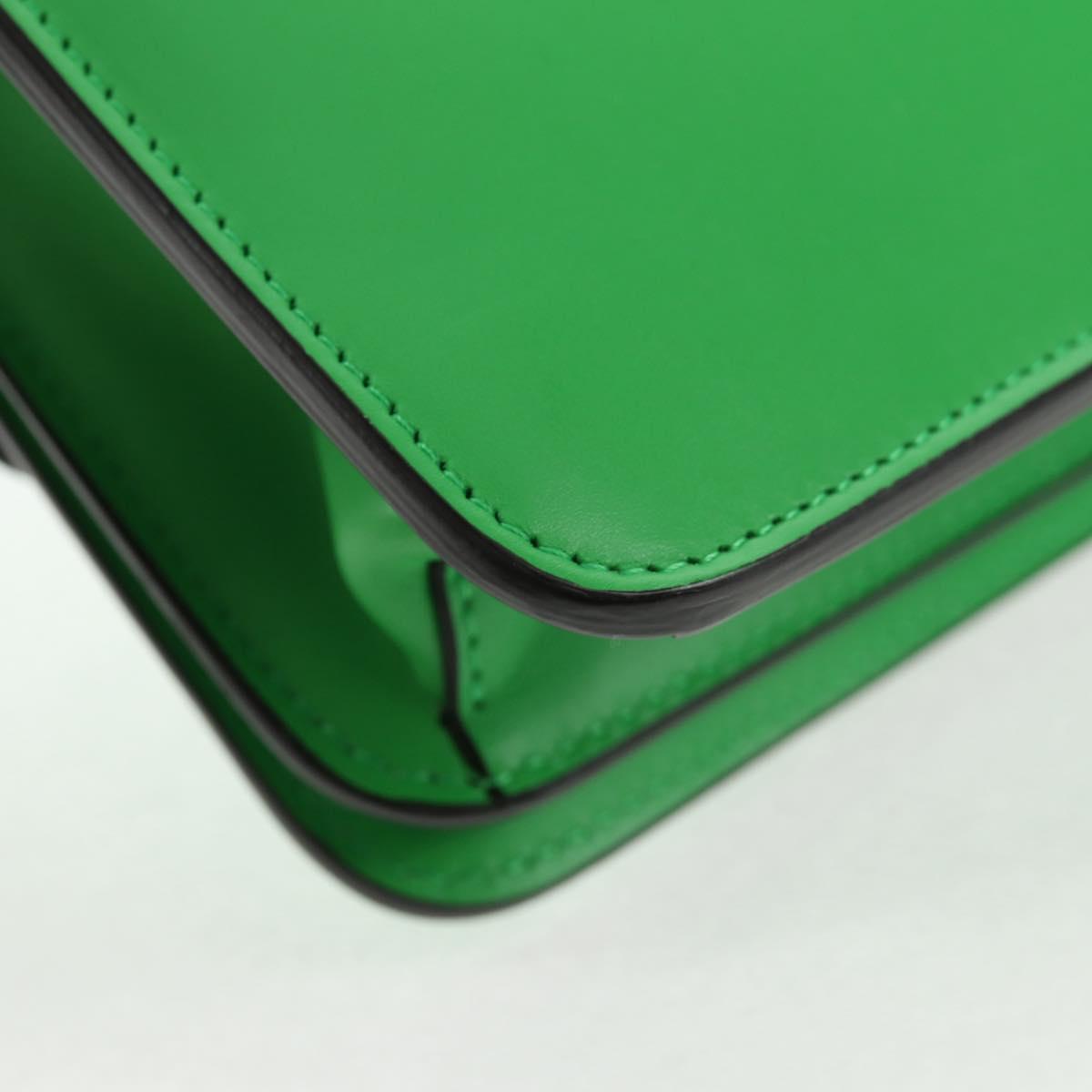 FENDI Fab Shoulder Bag Leather Green Gold Auth 133473M