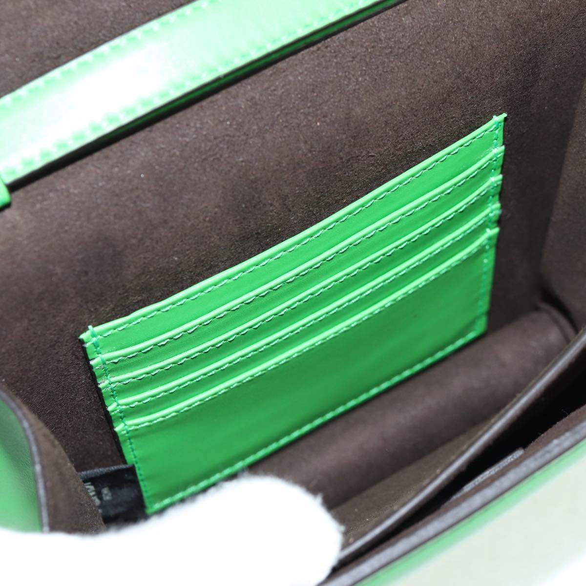 FENDI Fab Shoulder Bag Leather Green Gold Auth 133473M