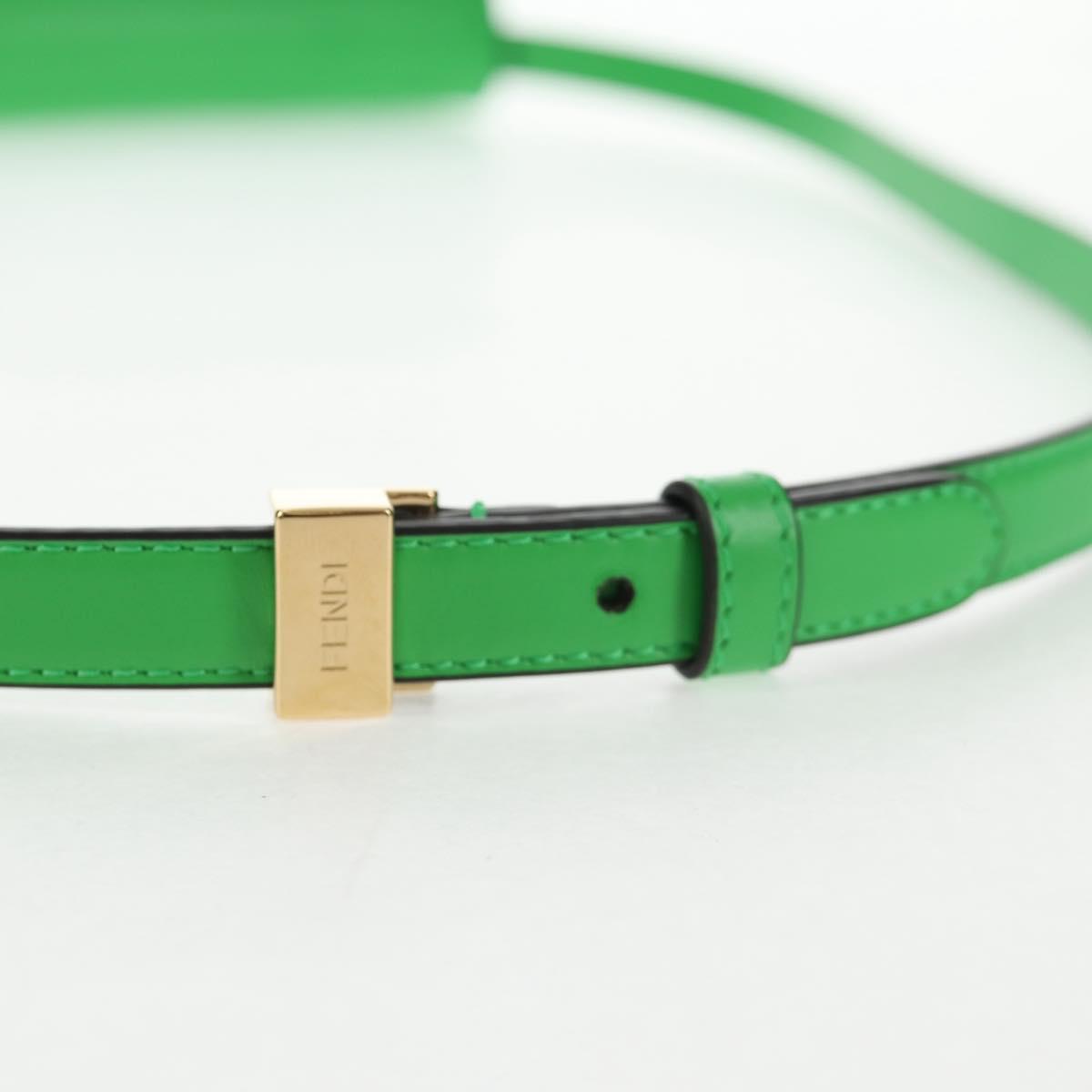 FENDI Fab Shoulder Bag Leather Green Gold Auth 133473M