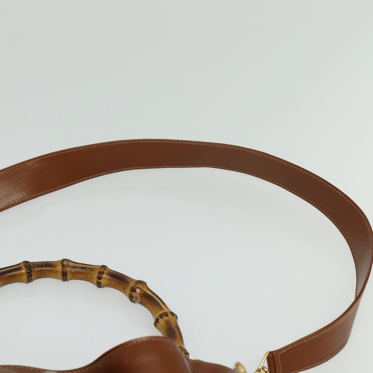 GUCCI Bamboo Hand Bag Leather 2way Brown Gold 001 2113 1577 Auth 133477