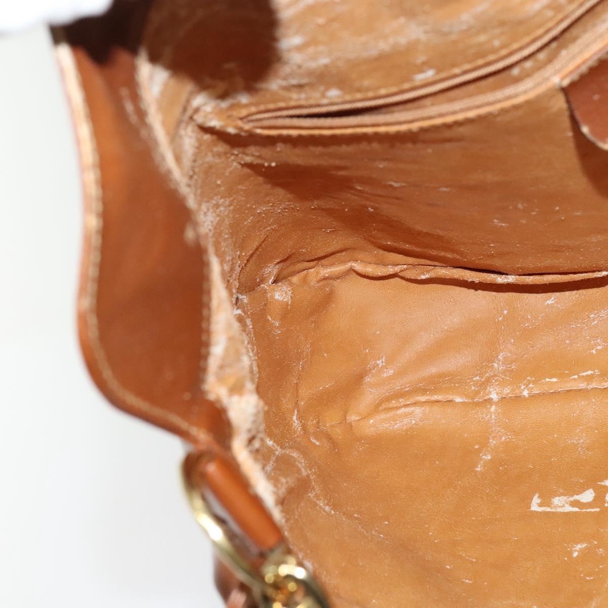 GUCCI Bamboo Hand Bag Leather 2way Brown Gold 001 2113 1577 Auth 133477