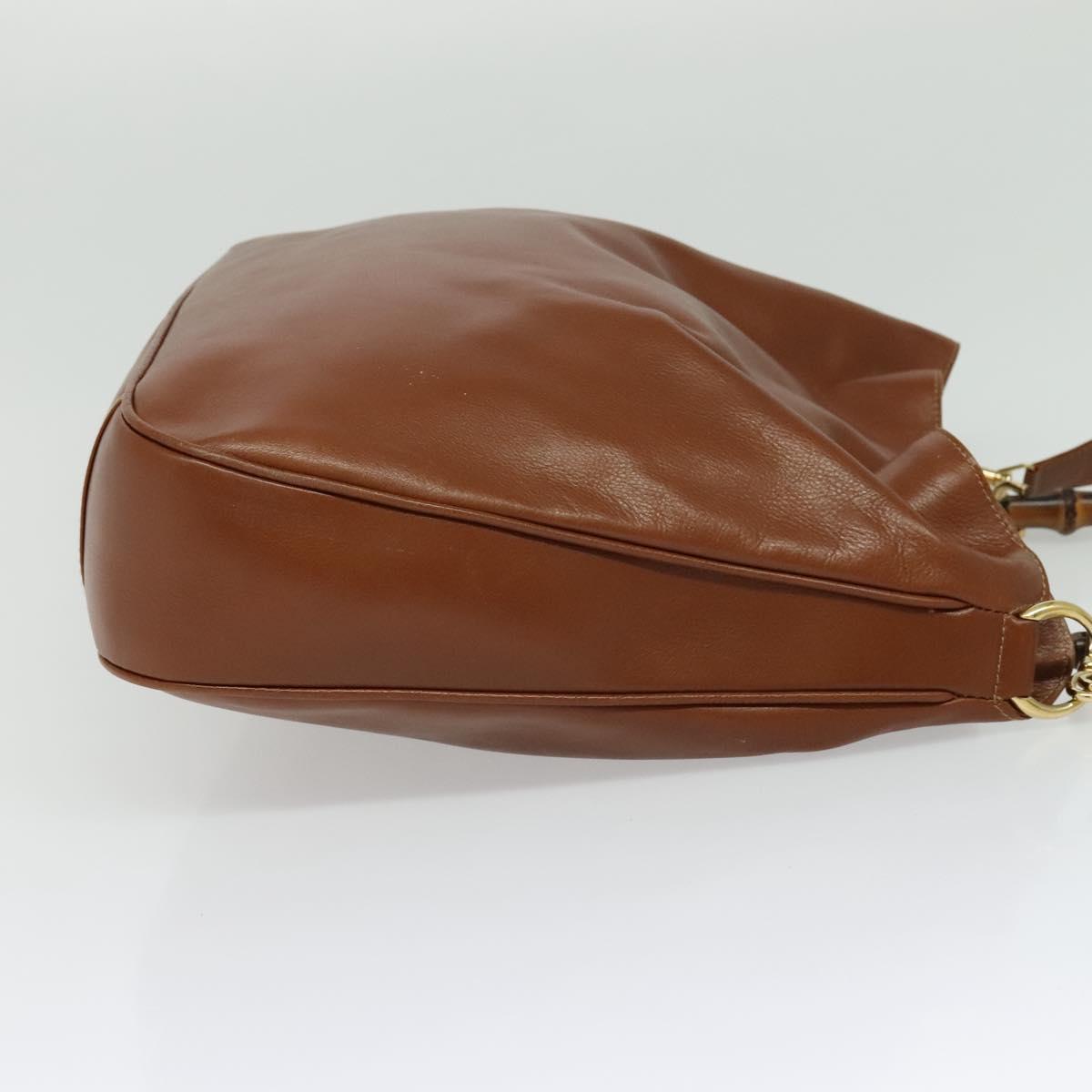 GUCCI Bamboo Hand Bag Leather 2way Brown Gold 001 2113 1577 Auth 133477