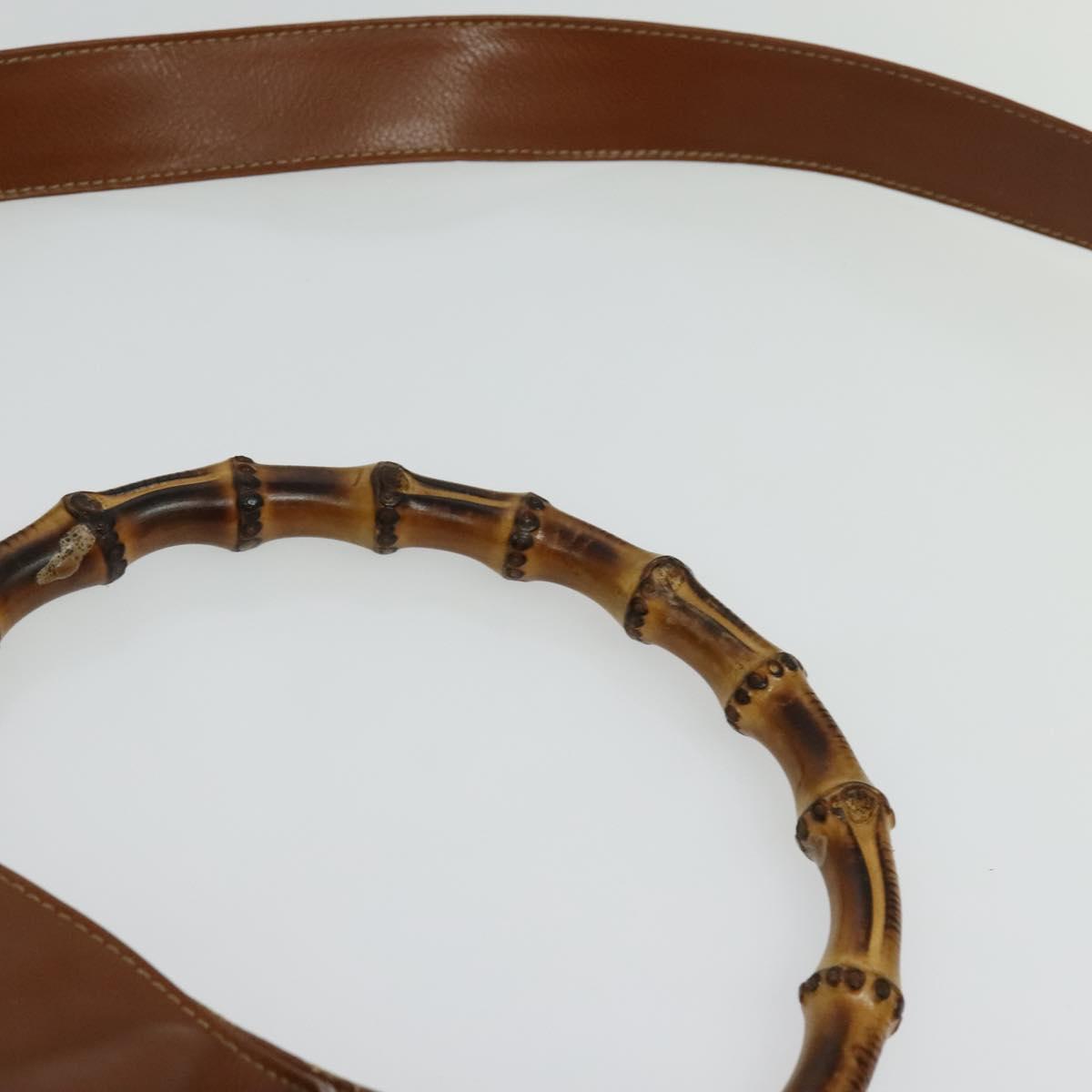 GUCCI Bamboo Hand Bag Leather 2way Brown Gold 001 2113 1577 Auth 133477
