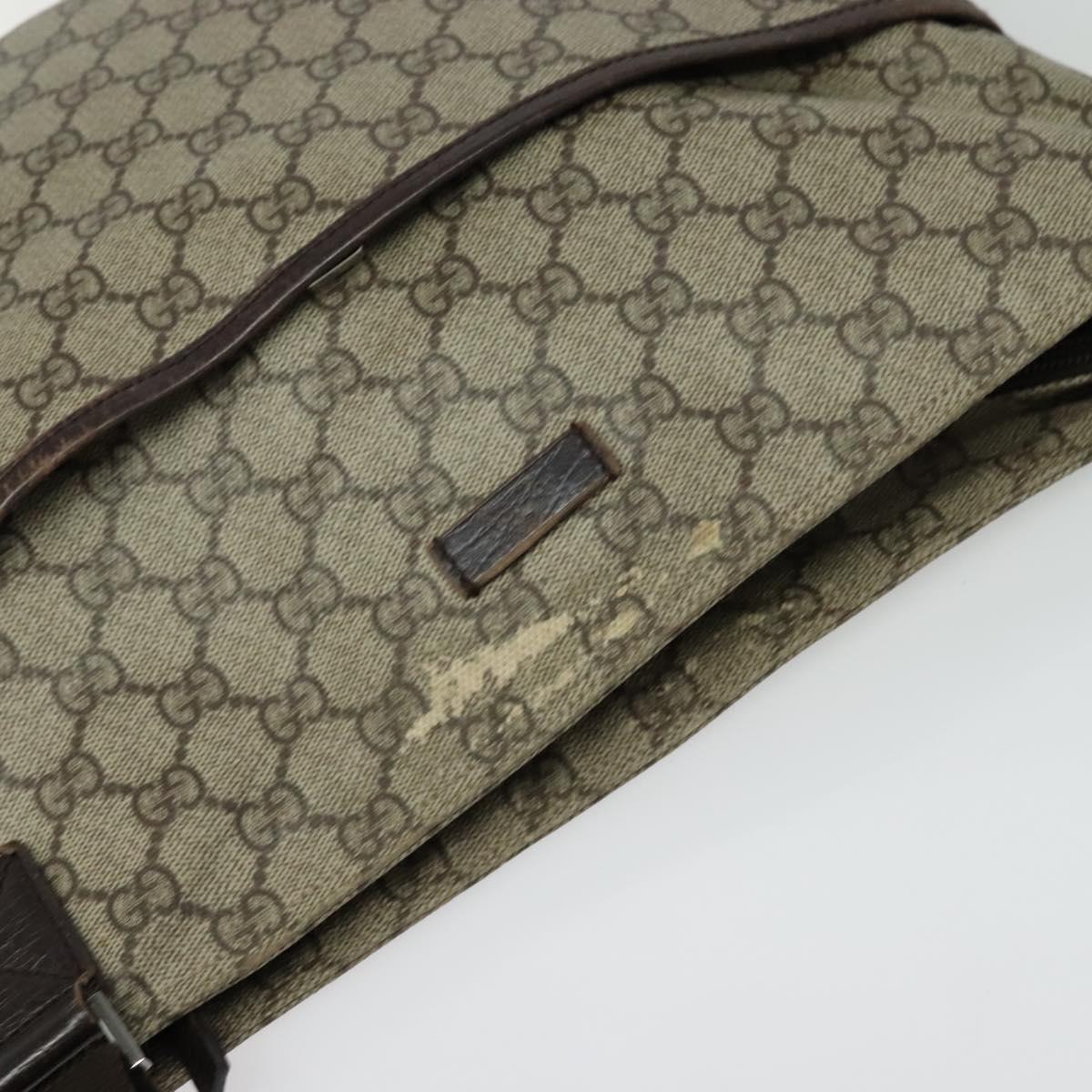 GUCCI GG Supreme Shoulder Bag PVC Beige Silver 141198 Auth 133479