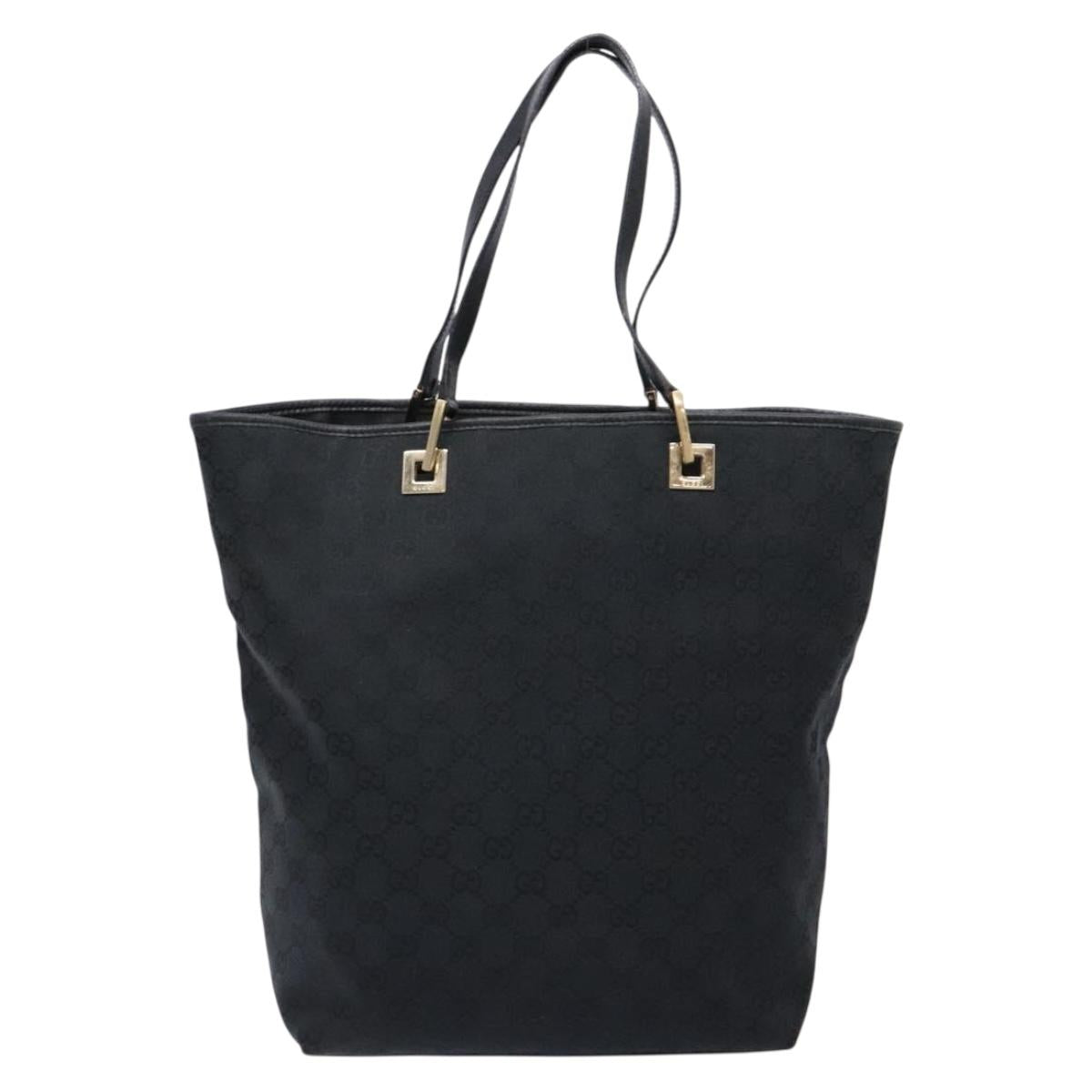 GUCCI GG Canvas Tote Bag Gold Black 002 1098 3444 Auth 133481